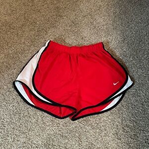 Nike Women's Red and White Athletic Shorts